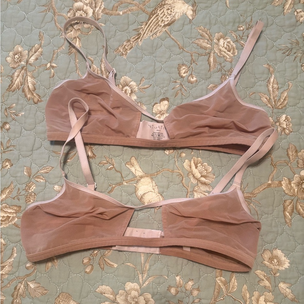 Negative Underwear Cutout Sieve Bra, Off White and Tan, Size 2 stretchy
